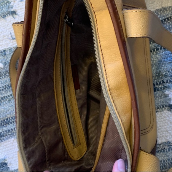 Vintage Artisan Leather Angelo Ecuadorian Handbag Purse Shoulder Bag Tan Brown - Picture 8 of 8